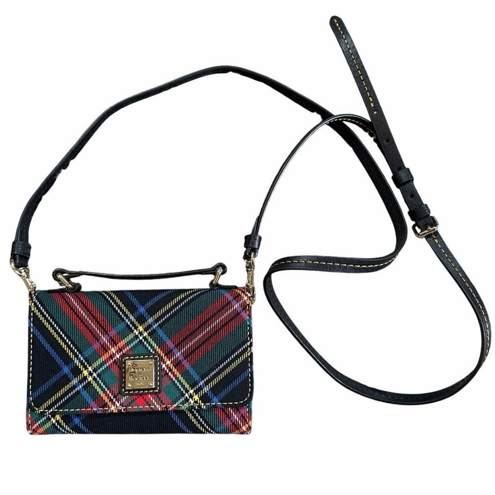 NWOT Dooney & Bourke Tartan Plaid Black Red Leather Crossbody Bag Purse